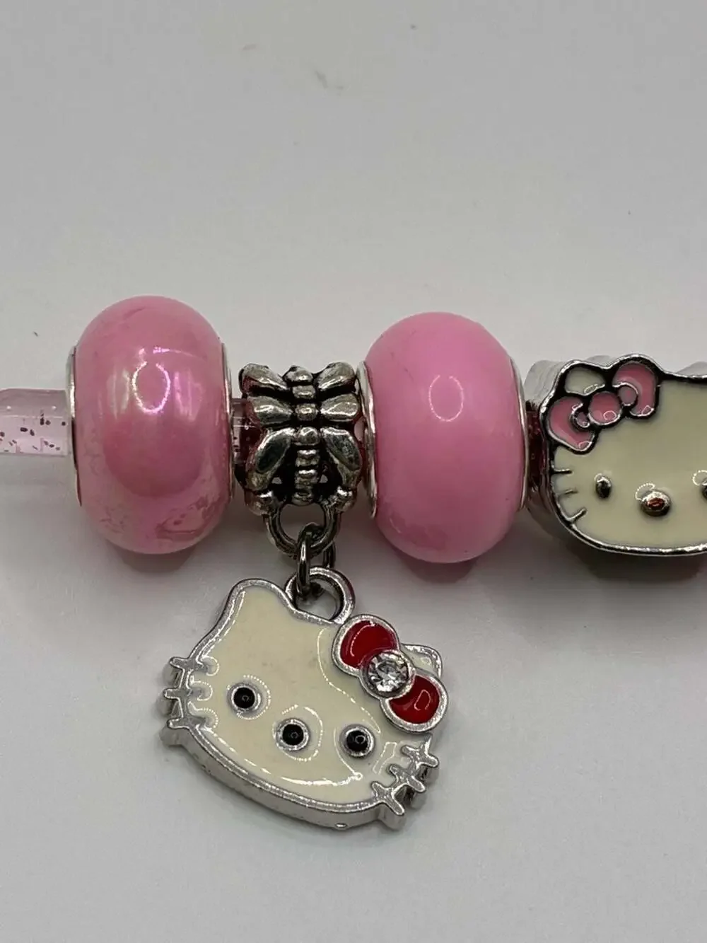 Sanrio Hello Kitty Pink European Charm Bracelet Beads and Dangle Charm